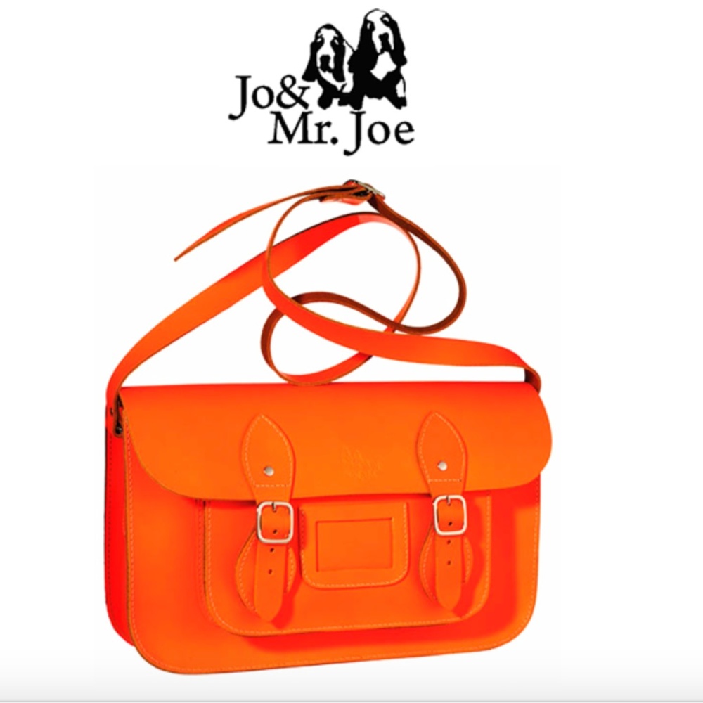 Neon leather satchel (like Cambridge Satchel)